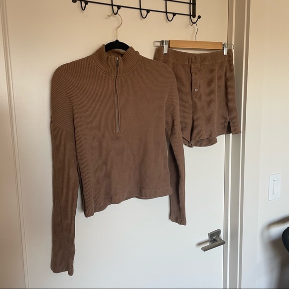 Reformation Brown Ribbed Pajama Set - Picture 2 of 6